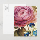 Roze Rose in het volste blok Briefkaart (Voorkant / Achterkant)