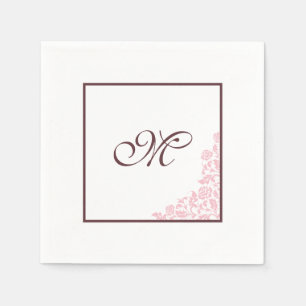 Roze Rose Kantpatroon Script Initiaal Monogram Servet
