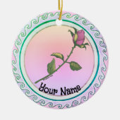 Roze Rose Keramisch Ornament (Voorkant)