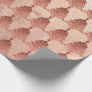 Roze Rose Koper Goud Blush Kerstboom Cadeaupapier