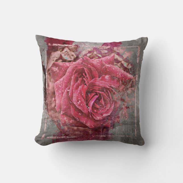 Roze Rose Kussen (Voorkant)