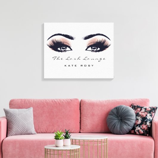 Roze Rose Makeup Artist Beauty Damask Lashes Canvas Afdruk (Insitu (Woonkamer))