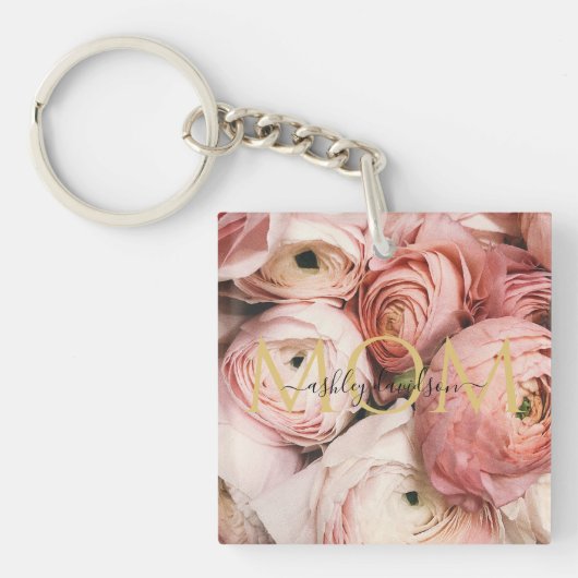 Roze Rose mam Foto Sleutelhanger (Voorkant)