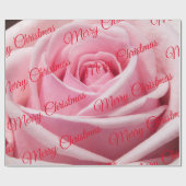 Roze Rose Merry kerst Cadeaupapier (Vlak)