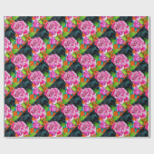 Roze Rose met oranje waterverf kunst Cadeaupapier (Vlak)