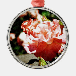 Roze Rose Metalen Ornament