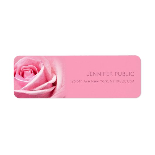 Roze Rose Modern Elegant Plain Return Adres Etiket (Voorkant)