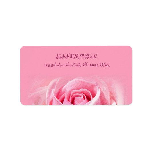 Roze Rose Modern Elegant Sjabloon Floral Adres Etiket (Voorkant)
