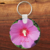 Roze Rose of Sharon Waterdrops Petals Naam Sleutelhanger (Voorkant)