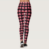 Roze Rose op Black Floral Pattern Leggings (Achterkant)