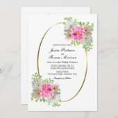 Roze Rose Oval Wedding Kaart (Voorkant / Achterkant)