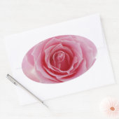 Roze Rose Ovale Sticker (Envelop)