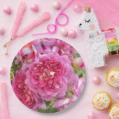 Roze Rose Papieren Bordje (Feest)