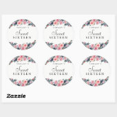 Roze Rose Peony Floral Sweet 16 Sticker (Vel)