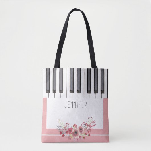 Roze Rose Piano Music Canvas tassen (Voorkant)