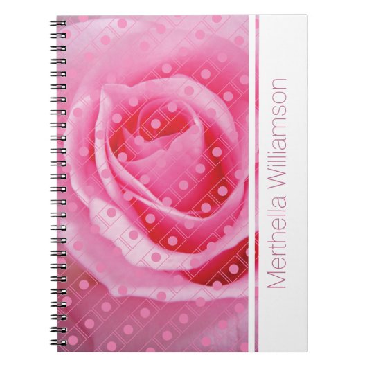 Roze Rose Polka Dot Custom Notitieboek Journal (Voorkant)