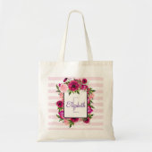 Roze Rose & Poppy Floral Bouquet gepersonaliseerd Tote Bag (Voorkant)