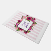 Roze Rose & Poppy Floral Bouquet Monogram Deurmat (Schuin)