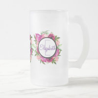 Roze Rose & Poppy Floral Bouquet Monogram