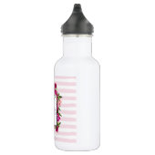 Roze Rose & Poppy Floral Bouquet Monogram Waterfles (Rechts)