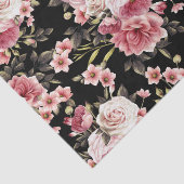 Roze Rose Profusion - zwarte achtergrond Tissuepapier (Detail)