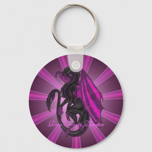 Roze Rose Quartz Dragon Sleutelhanger (Voorkant)