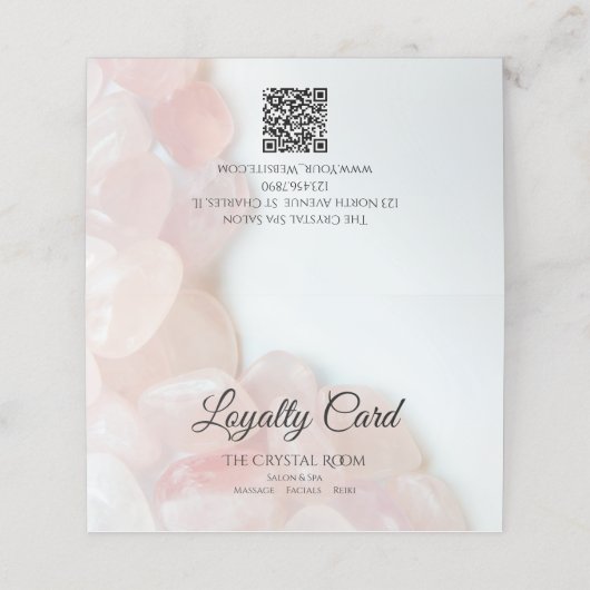 Roze Rose Quartz Stones Salon Spa Folded Klantenkaartje (Buitenkant ongevouwen)