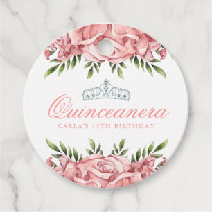 Roze Rose Quinceanera Bedankjes Labels