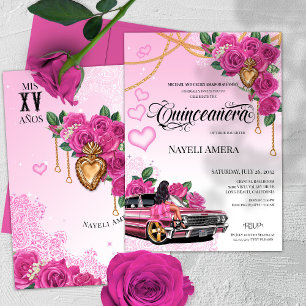 Roze Rose Quinceanera Roze Lowrider Chola Chicana Kaart