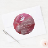 Roze Rose Raindrop Wedding Ronde Sticker (Envelop)