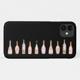 Roze rosé roos waterverf flesje iPhone 11 hoesje