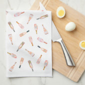 Roze rosé roos waterverf flesje theedoek (Quarter Fold)