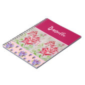 Roze Rose Rozen Waterverf Aanpasbaar Notitieboek (Linkerzijde)