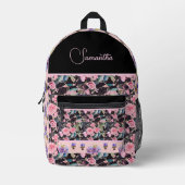 Roze Rose Rozen Waterverf Bedrukte Rugzak (Voorkant)