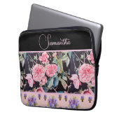 Roze Rose Rozen Waterverf Laptop Sleeve (Voorkant Links)