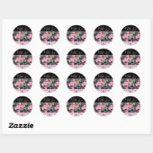 Roze Rose Rozen Waterverf Ronde Sticker (Vel)