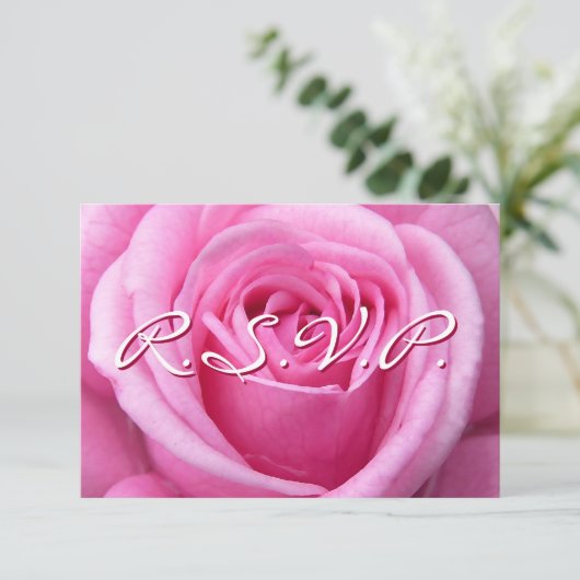 Roze Rose RSVP Aangepaste Kaarten Roos (Staand voorkant)