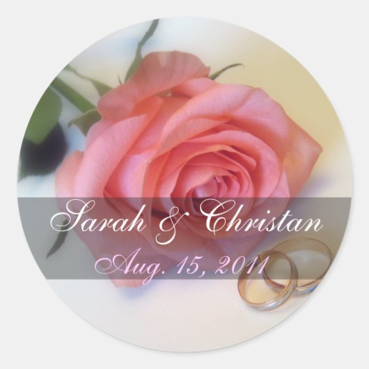 Roze Rose Save The Date Sticker (Voorkant)