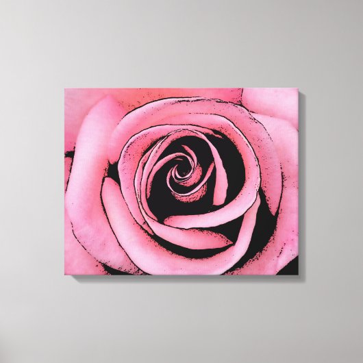 Roze Rose schets ontwerp Canvas Afdruk (Voorkant)