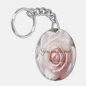 Roze Rose Selfesteem Booster Acryl Sleutelhanger (Voorkant Links)