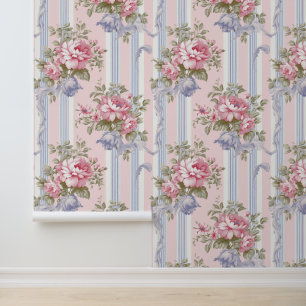 Roze Rose Shabby Chique  Bloemenpatroon Behang