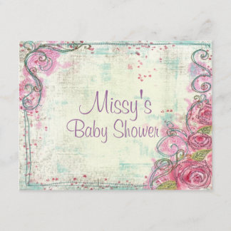 Roze Rose Shower-uitnodiging Kaart