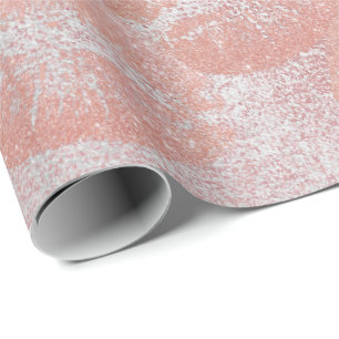 Roze Rose Silver Glitter Kiss Lips Makeup Blush Cadeaupapier