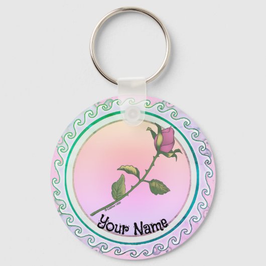 Roze Rose Sleutelhanger (Voorkant)