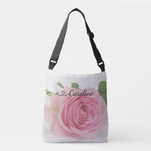 Roze Rose & Swirls Canvas tas (Voorkant)