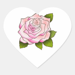 Roze Rose Tekening Hart Sticker