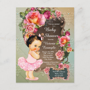 Roze Rose Tutu Baby shower Kaart