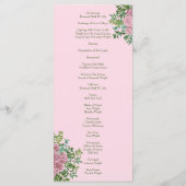 Roze Rose Vintage Wedding Menu (Achterkant)