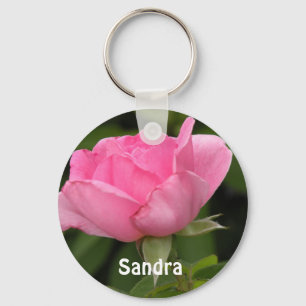 Roze Rose Voeg jouw naam Sleutelhanger toe