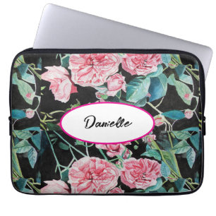 Roze Rose Waterverf Bloemen Patroon  Laptop Sleeve